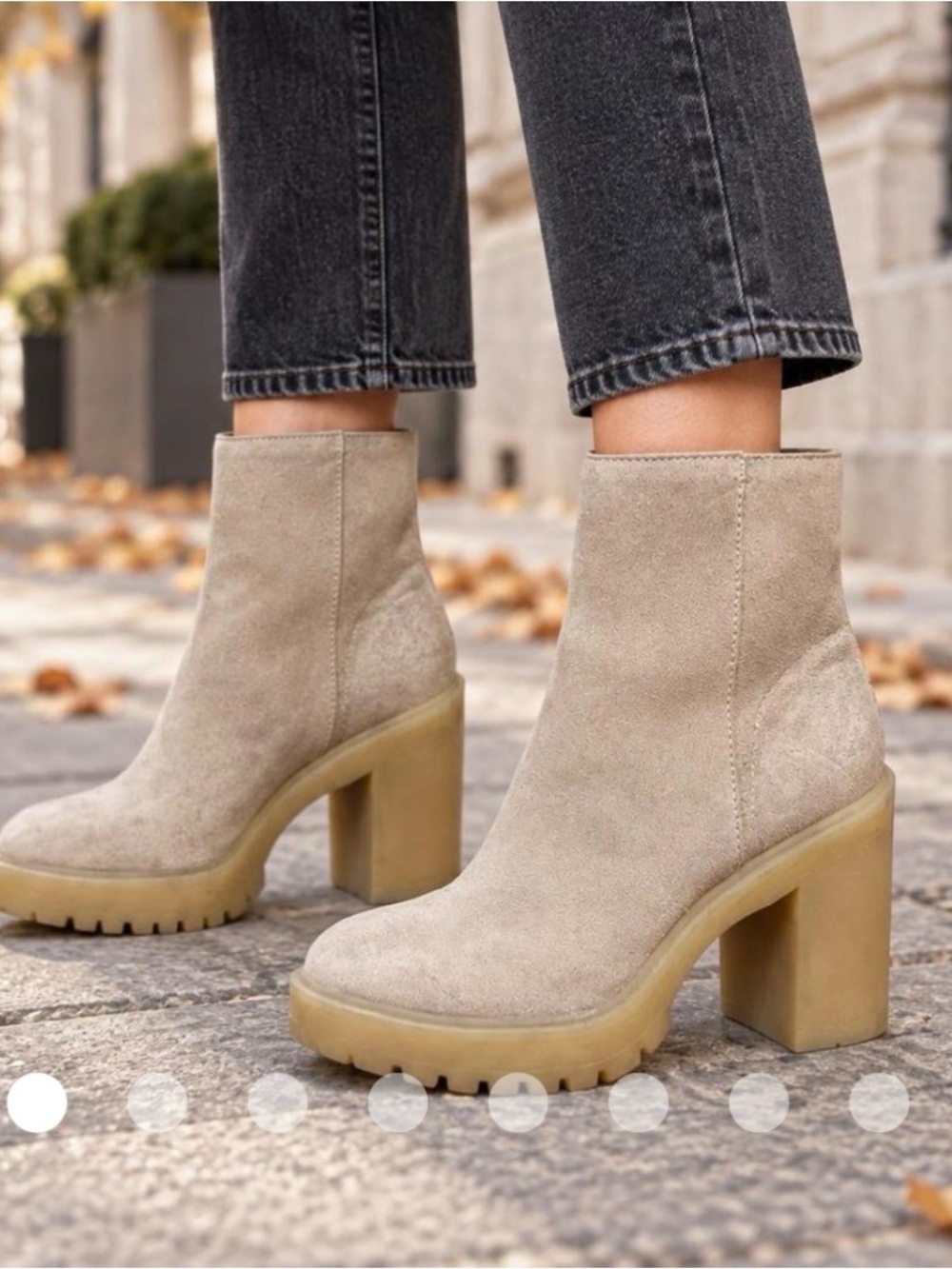 Dolce Vita Suede Platform Block 4” Heel Ankle Boots - Beige Sz 8.5 EUC